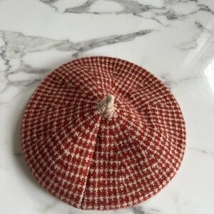 Red and White Houndstooth Beret